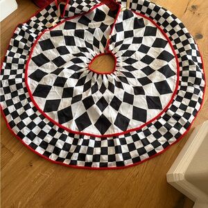 Checkered Tree Skirt with Red Trim macKenzie Childs inspired